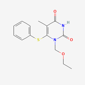 molecular formula C14H16N2O3S B12789810 1-Ethoxymethyl-6-(phenylthio)thymine CAS No. 132774-39-1