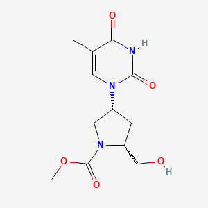 molecular formula C12H17N3O5 B12789860 N-((Methyloxy)carbonyl)-cis-4-(thymin-1-yl)-D-prolinol CAS No. 121330-17-4