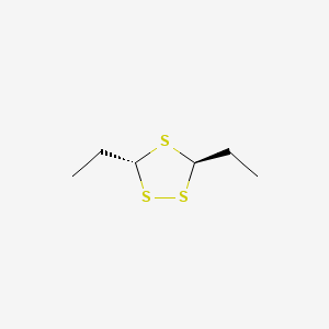 molecular formula C6H12S3 B12789879 trans-3,5-Diethyl-1,2,4-trithiolane CAS No. 38348-26-4