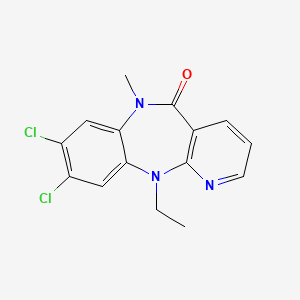 molecular formula C15H13Cl2N3O B12789916 8,9-Dichloro-N11-ethyl-N6-methyl-6,11-dihydro-5H-pyrido(2,3-b)(1,5)benzodiazepin-5-one CAS No. 133626-84-3
