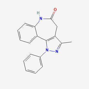 molecular formula C18H15N3O B12789936 3-Methyl-1-phenyl-4,6-dihydropyrazolo(4,3-d)(1)benzazepin-5(1H)-one CAS No. 106148-11-2
