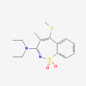 molecular formula C15H20N2O2S2 B12789998 N,N-Diethyl-4-methyl-5-(methylthio)-1,2-benzothiazepin-3-amine 1,1-dioxide CAS No. 61766-86-7