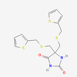 molecular formula C15H16N2O2S4 B12790016 5,5-Bis(((2-thienylmethyl)thio)methyl)-2,4-imidazolidinedione CAS No. 142979-91-7