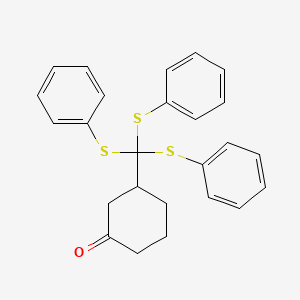 molecular formula C25H24OS3 B12790030 3-(Tris(phenylthio)methyl)cyclohexanone CAS No. 56003-65-7
