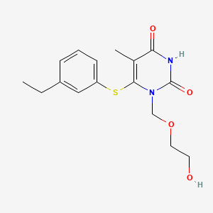 molecular formula C16H20N2O4S B12790053 6-((3-Ethylphenyl)thio)-1-((2-hydroxyethoxy)methyl)thymine CAS No. 137897-65-5