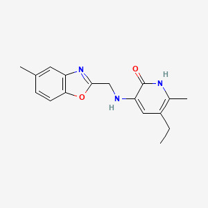 molecular formula C17H19N3O2 B12790058 2(1H)-Pyridinone, 5-ethyl-6-methyl-3-(((5-methyl-2-benzoxazolyl)methyl)amino)- CAS No. 143708-02-5