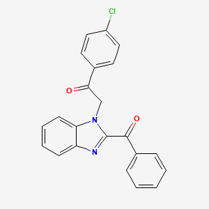molecular formula C22H15ClN2O2 B12790082 2-(2-Benzoyl-1H-benzimidazol-1-yl)-1-(4-chlorophenyl)ethanone CAS No. 170031-78-4