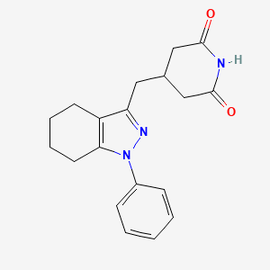 molecular formula C19H21N3O2 B12790105 3-((4,5,6,7-Tetrahydro-1-phenyl-1H-indazol-3-yl)methyl)glutarimide CAS No. 27945-38-6