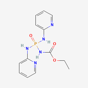 molecular formula C13H16N5O3P B12790127 ethyl N-bis(pyridin-2-ylamino)phosphorylcarbamate CAS No. 18639-05-9