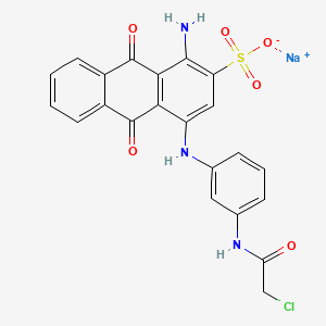 molecular formula C22H15ClN3NaO6S B12790190 2-Anthracenesulfonic acid, 1-amino-4-((3-((chloroacetyl)amino)phenyl)amino)-9,10-dihydro-9,10-dioxo-, monosodium salt CAS No. 75268-68-7