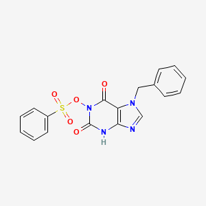 molecular formula C18H14N4O5S B12790198 7-Benzyl-1-[(phenylsulfonyl)oxy]-3,7-dihydro-1h-purine-2,6-dione CAS No. 1104-26-3