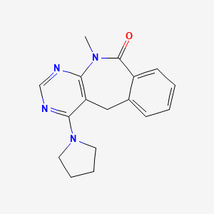 molecular formula C17H18N4O B12790202 11-Methyl-4-(1-pyrrolidinyl)-5,11-dihydro-10H-pyrimido(4,5-c)(2)benzazepin-10-one CAS No. 64261-48-9
