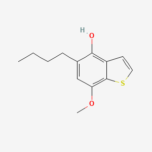 molecular formula C13H16O2S B12790233 Benzo(b)thiophene-4-ol, 5-butyl-7-methoxy- CAS No. 99107-51-4