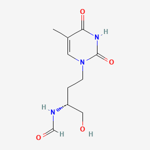 molecular formula C10H15N3O4 B12790239 Formamide, N-(3-(3,4-dihydro-5-methyl-2,4-dioxo-1(2H)-pyrimidinyl)-1-(hydroxymethyl)propyl)-, (R)- CAS No. 131652-67-0