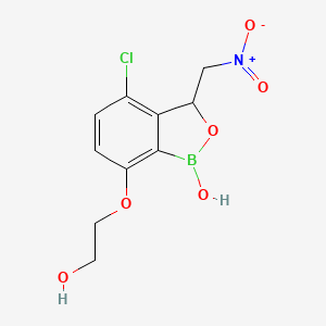 molecular formula C10H11BClNO6 B12790307 4-chloro-7-(2-hydroxyethoxy)-3-(nitromethyl)benzo[c][1,2]oxaborol-1(3H)-ol 