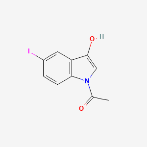 molecular formula C10H8INO2 B12790314 1-(3-Hydroxy-5-iodo-1h-indol-1-yl)ethanone CAS No. 26490-99-3