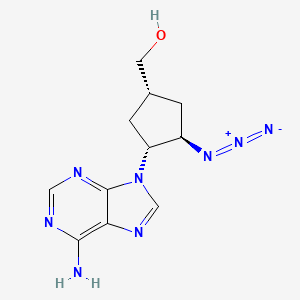 molecular formula C11H14N8O B12790353 Carbocyclic-2'-azido-2',3'-dideoxyadenosine CAS No. 118237-81-3
