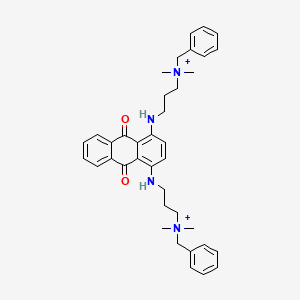 molecular formula C38H46N4O2+2 B12790374 Benzenemethanaminium, N,N'-((9,10-dihydro-9,10-dioxo-1,4-anthracenediyl)bis(imino-3,1-propanediyl))bis(N,N-dimethyl-, dichloride CAS No. 72214-26-7
