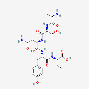 molecular formula C25H38N6O9 B12790390 Butanoic acid, L-2-aminobutanoyl-L-threonyl-L-asparaginyl-L-tyrosyl-L-2-amino- CAS No. 123952-14-7