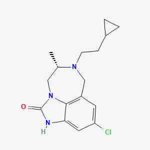 molecular formula C16H20ClN3O B12790396 Imidazo(4,5,1-jk)(1,4)benzodiazepin-2(1H)-one, 9-chloro-6-(2-cyclopropylethyl)-4,5,6,7-tetrahydro-5-methyl-, (S)- CAS No. 136722-71-9