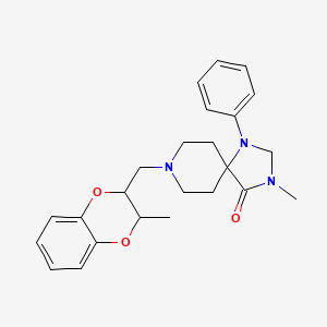 molecular formula C24H29N3O3 B12790406 3-Methyl-8-(3-methyl-1,4-benzodioxan-2-ylmethyl)-4-oxo-1-phenyl-1,3,8-triazaspiro(4.5)decane CAS No. 102504-89-2