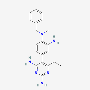 molecular formula C20H24N6 B12790447 2,4-Pyrimidinediamine, 5-(3-amino-4-(methyl(phenylmethyl)amino)phenyl)-6-ethyl- CAS No. 123240-43-7