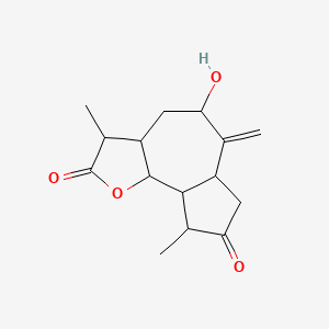 molecular formula C15H20O4 B12790495 Azuleno(4,5-b)furan-2,8(3H,4H)-dione, octahydro-5-hydroxy-3,9-dimethyl-6-methylene- CAS No. 88269-51-6