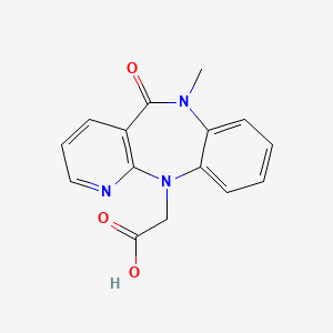 molecular formula C15H13N3O3 B12790525 N11-Carboxymethyl-N6-methyl-6,11-dihydro-5H-pyrido(2,3-b)(1,5)benzodiazepin-5-one CAS No. 133626-62-7