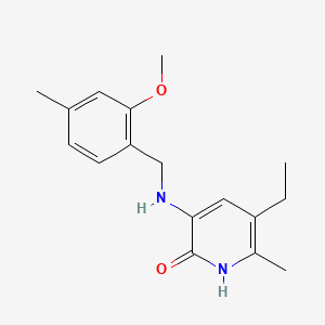 molecular formula C17H22N2O2 B12790602 2(1H)-Pyridinone, 5-ethyl-3-(((2-methoxy-4-methylphenyl)methyl)amino)-6-methyl- CAS No. 139548-20-2
