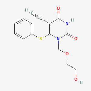 molecular formula C15H14N2O4S B12790722 2,4(1H,3H)-Pyrimidinedione, 5-ethynyl-1-((2-hydroxyethoxy)methyl)-6-(phenylthio)- CAS No. 125056-95-3