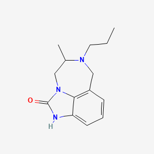 molecular formula C14H19N3O B12790729 (+-)-6-Propyl-4,5,6,7-tetrahydro-5-methylimidazo(4,5,1-jk)(1,4)benzodiazepin-2(1H)-one CAS No. 131514-90-4