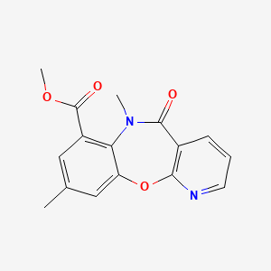 molecular formula C16H14N2O4 B12790730 7-Methoxycarbonyl-6,9-dimethyl-pyrido(2,3-b)(1,5)benzoxazepin-5(6H)-one CAS No. 140413-31-6