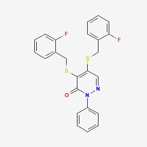 molecular formula C24H18F2N2OS2 B12790753 4,5-Bis((2-fluorobenzyl)thio)-2-phenyl-3(2H)-pyridazinone CAS No. 5273-36-9