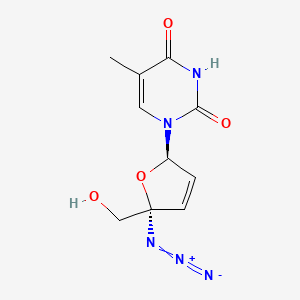 molecular formula C10H11N5O4 B12790822 Thymidine, 4'-azido-2',3'-didehydro-3'-deoxy- CAS No. 140226-08-0