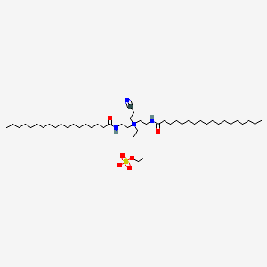 molecular formula C47H94N4O6S B12790845 Ethanaminium, 2-cyano-N-ethyl-N,N-bis(2-((1-oxooctadecyl)amino)ethyl)-, ethyl sulfate CAS No. 67633-77-6