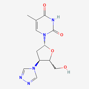 molecular formula C12H15N5O4 B12790871 3'-Deoxy-3'-(1,2,4-triazol-4-yl)thymidine CAS No. 124355-28-8
