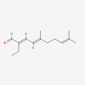 molecular formula C14H22O B12790884 2-Ethyl-5,9-dimethyldeca-2,4,8-trienal CAS No. 85204-16-6