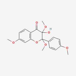 molecular formula C19H20O7 B12790940 3-Hydroxy-2,3,7-trimethoxy-2-(4-methoxyphenyl)-2,3-dihydro-4H-chromen-4-one CAS No. 1808-02-2