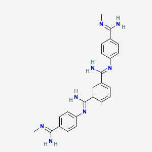 molecular formula C24H26N8 B12790942 N(1),N(3)-Bis(4-(imino(methylamino)methyl)phenyl)-1,3-benzenedicarboximidamide CAS No. 13239-45-7