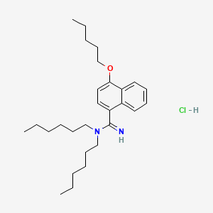 molecular formula C28H45ClN2O B12790954 N,N-Dihexyl-4-(pentyloxy)-1-naphthamidine monohydrochloride CAS No. 3748-76-3