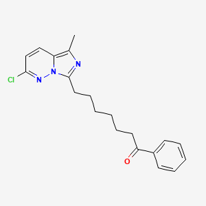 molecular formula C20H22ClN3O B12791012 1-Heptanone, 7-(2-chloro-5-methylimidazo(1,5-b)pyridazin-7-yl)-1-phenyl- CAS No. 152533-92-1