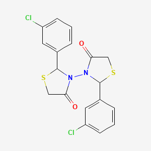 molecular formula C18H14Cl2N2O2S2 B12791026 dl-2,2'-Bis(m-chlorophenyl)(3,3'-bithiazolidine)-4,4'-dione CAS No. 95035-74-8