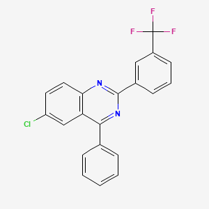 molecular formula C21H12ClF3N2 B12791038 Quinazoline, 6-chloro-4-phenyl-2-(3-(trifluoromethyl)phenyl)- CAS No. 49797-17-3