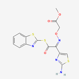 molecular formula C15H12N4O4S3 B1279105 (Z)-2-(((1-(2-氨基噻唑-4-基)-2-(苯并[d]噻唑-2-基硫代)-2-氧代乙叉基)氨基)氧基)乙酸甲酯 CAS No. 246035-38-1