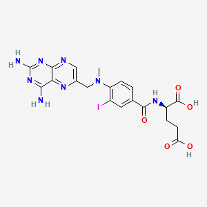 molecular formula C20H21IN8O5 B12791056 D-Glutamic acid, N-(4-(((2,4-diamino-6-pteridinyl)methyl)(methyl)amino)-3-iodobenzoyl)- CAS No. 143873-70-5