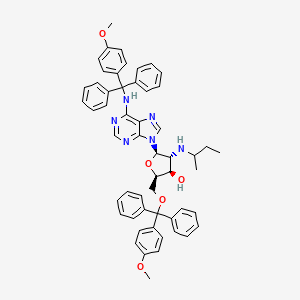 molecular formula C54H54N6O5 B12791083 2'-(2-Butylamino)-5',N6-bis(4-methoxytrityl)-2'-deoxyadenosine CAS No. 134934-74-0