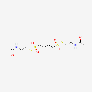 molecular formula C12H24N2O6S4 B12791159 N-(2-((4-((2-(Acetylamino)ethylthio)sulfonyl)butyl)sulfonylthio)ethyl)acetamide CAS No. 5943-39-5