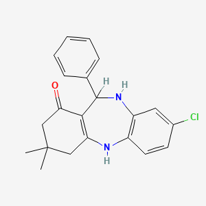 molecular formula C21H21ClN2O B12791230 3-chloro-9,9-dimethyl-6-phenyl-6,8,10,11-tetrahydro-5H-benzo[b][1,4]benzodiazepin-7-one CAS No. 39222-68-9