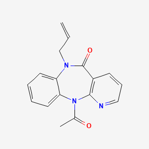 molecular formula C17H15N3O2 B12791400 N11-Acetyl-N6-(2-propenyl)-6,11-dihydro-5H-pyrido(2,3-b)(1,5)benzodiazepin-5-one CAS No. 133626-87-6