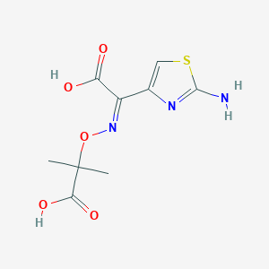 molecular formula C9H11N3O5S B1279144 (Z)-2-((((2-Aminothiazol-4-yl)(carboxy)methylene)amino)oxy)-2-methylpropanoic acid CAS No. 102507-85-7